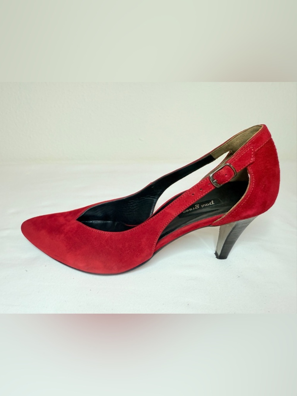 Paul Green Red Suede D’Orsay Heels Pointed Toe Pumps EU 38.5 US 8 - Picture 4 of 16